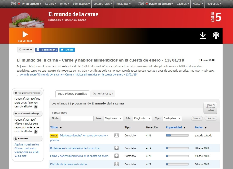 RNE programa sobre carne